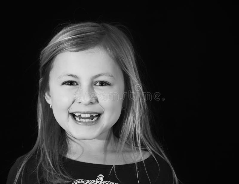 Portrait Closeup Young Girl on Black Background Stock Photo Image of