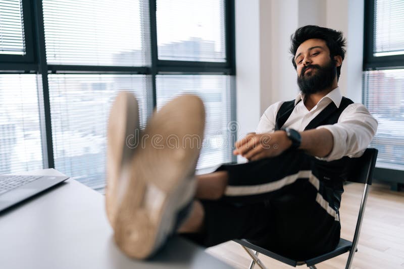 Guy Sitting Desk Feet Up Stock Photos - Free & Royalty-Free Stock