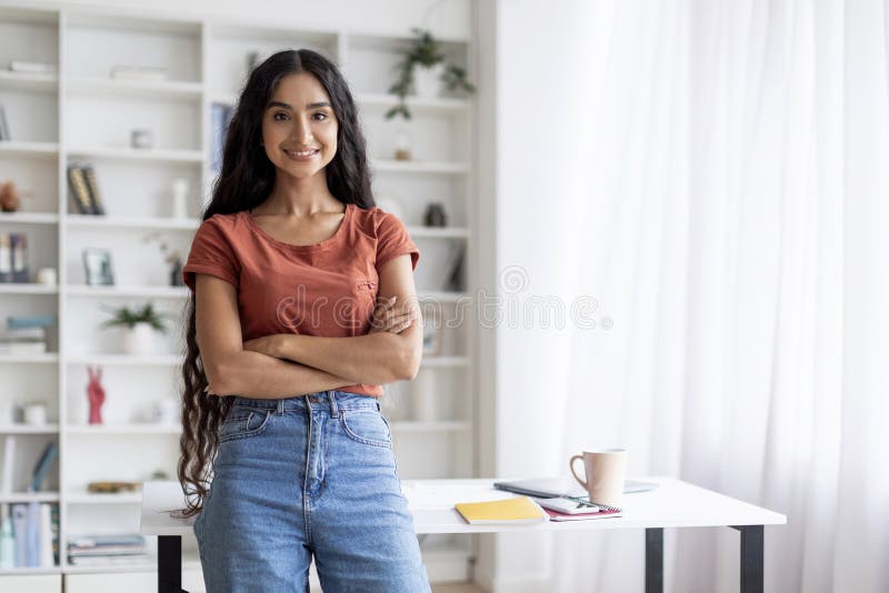 Premium Photo  Portrait of a young indian woman in casual style