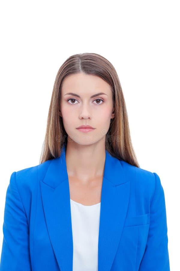 Portrait of a Confident Young Woman Standing Isolated on White ...