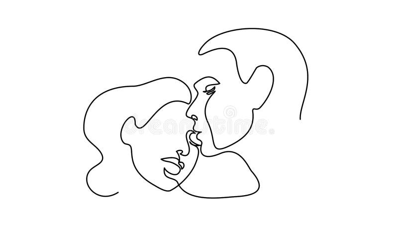 Kissing men and women line drawing - Stock Illustration [92511928] - PIXTA