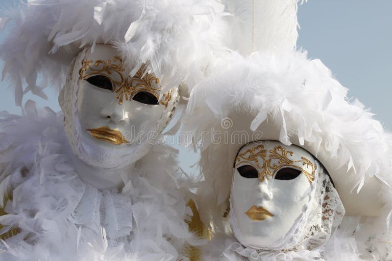 Portrait of a couple of mask venice