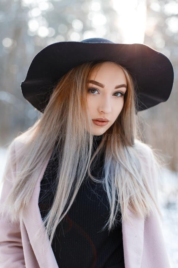 Portrait of a Cute Attractive Young Woman with Brown Eyes with Lips ...