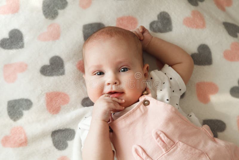 Portrait of cute cheerful baby girl in her room royalty free stock photos Portrait of cute cheerful baby girl in her room royalty free stock photos