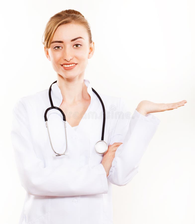 Portrait Of Cute Female Doctor With Stethoscope. Stock Image Image