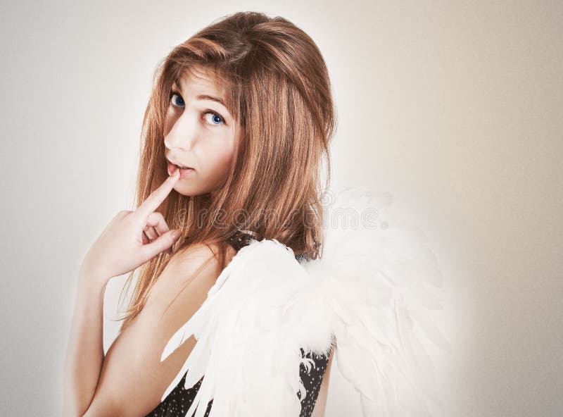 Portrait of cute girl as angel stock images Portrait of cute girl as angel stock images
