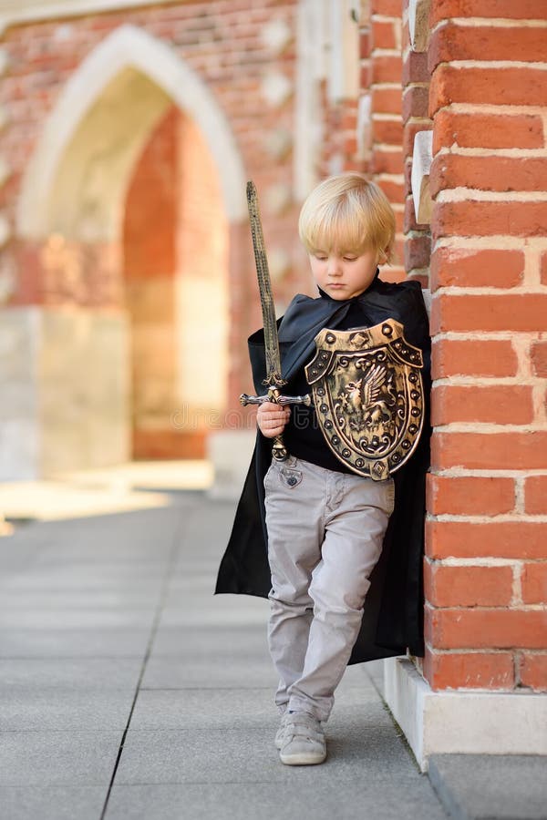 Portrait of a Cute Little Boy Dressed As a Medieval Knight Stock Photo ...