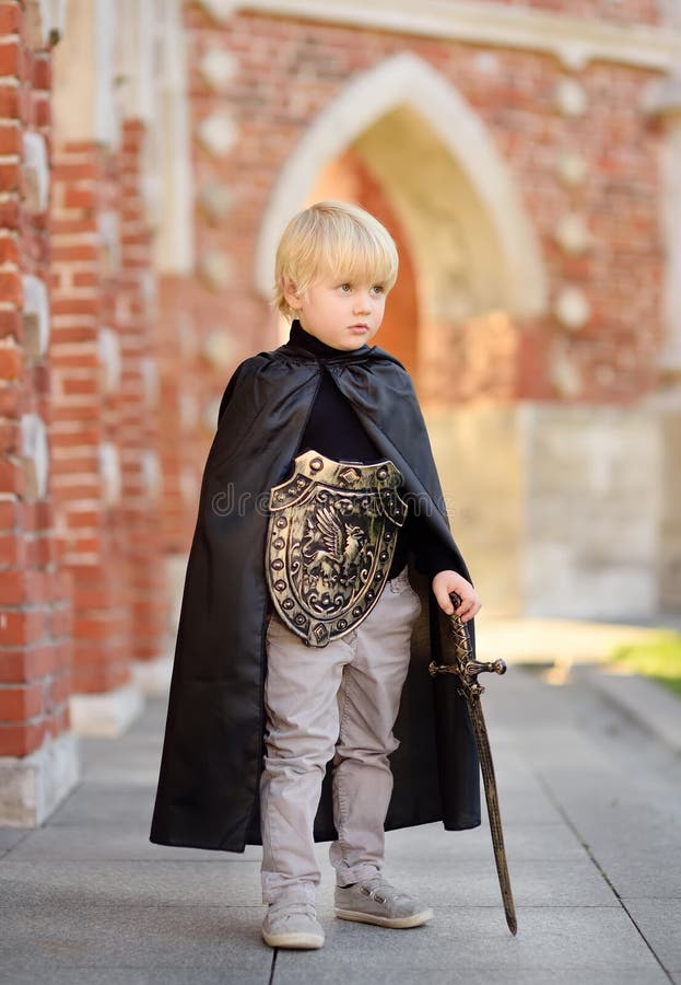 Portrait of a Cute Little Boy Dressed As a Medieval Knight Stock Image ...
