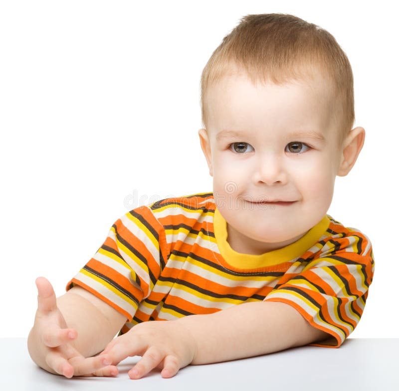 Portrait of a Cute Little Boy Looking at Something Stock Image - Image ...