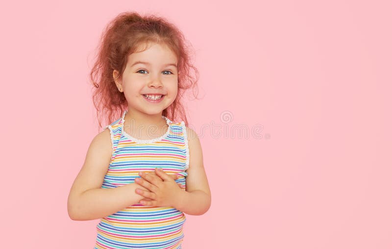 Cute Girl In Pink Laughing Stock Image Image Of Beautiful