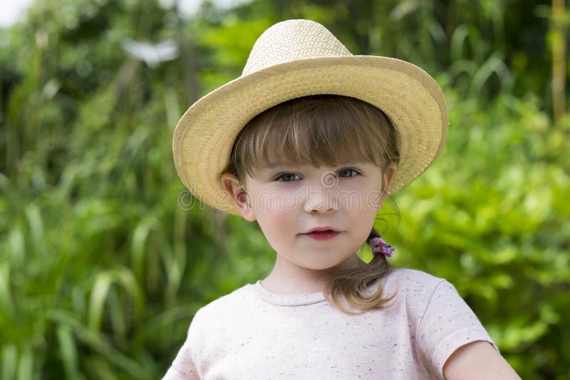 Cute Little Girl with Handkerchief in a Garden Stock Photo - Image of ...