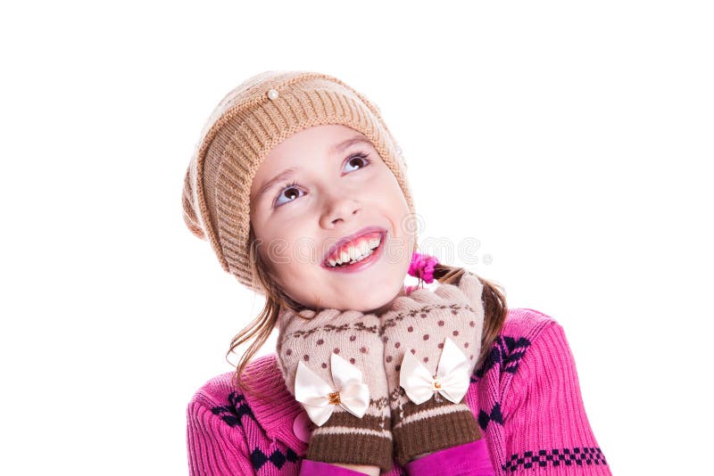 Portrait of Cute Little Girl Looking Up Stock Image - Image of portrait ...