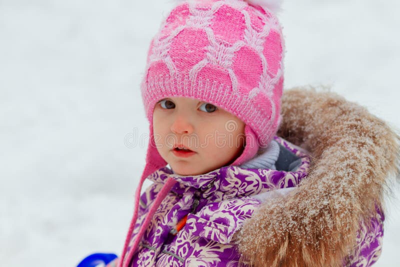 Portrait of Cute Little Girl in a Cold Winter Day Stock Photo - Image ...