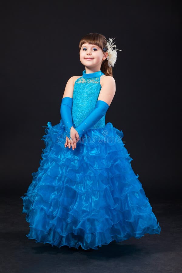 Portrait of Cute Smiling Little Girl in Princess Dress Stock Photo ...