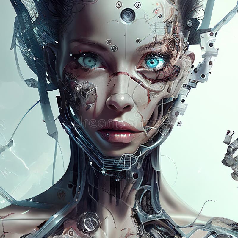 Portrait of cyber woman stock image. Image of girl, fantasy - 261576719
