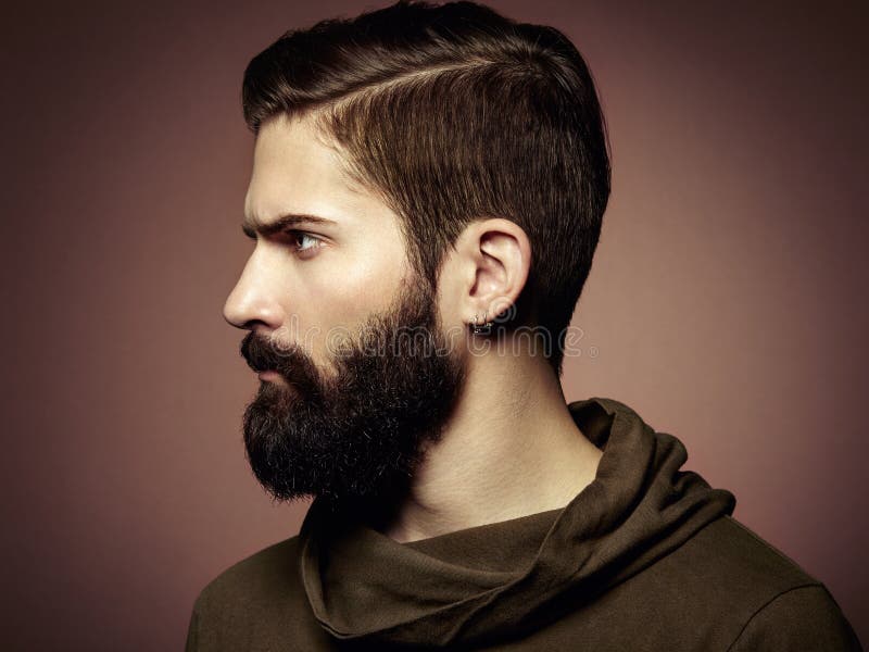 Portrait d'homme bel avec la barbe images libres de droits Portrait d'homme bel avec la barbe images libres de droits