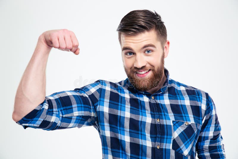 Portrait d'un homme bel montrant ses muscles photo libre de droits Portrait d'un homme bel montrant ses muscles photo libre de droits