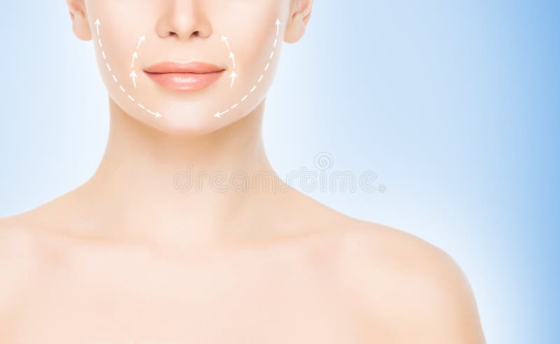 Portrait d'une jeune femme avec des flèches sur son visage image stock Portrait d'une jeune femme avec des flèches sur son visage image stock
