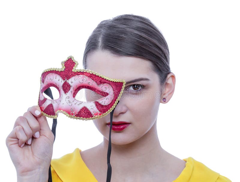 Portrait d'une jeune femme avec un masque photographie stock Portrait d'une jeune femme avec un masque photographie stock