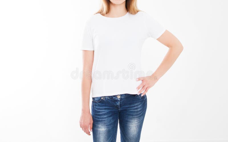 Portrait de belle femme sexy dans le T-shirt Conception de T-shirt, concept de personnes - le plan rapproché de la femme dans la photo stock Portrait de belle femme sexy dans le T-shirt Conception de T-shirt, concept de personnes - le plan rapproché de la femme dans la photo stock