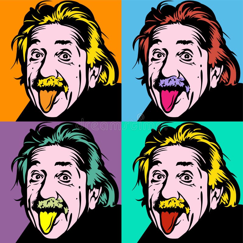 Portrait de chimiste et mathématicien physicien Albert Einstein dans le style rétro comique. Fond d'art de bruit de vecteur