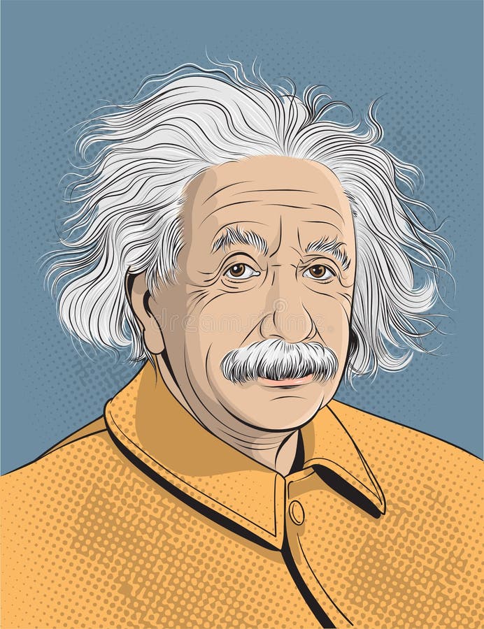 Portrait de dessin animé d'Albert Einstein, vecteur