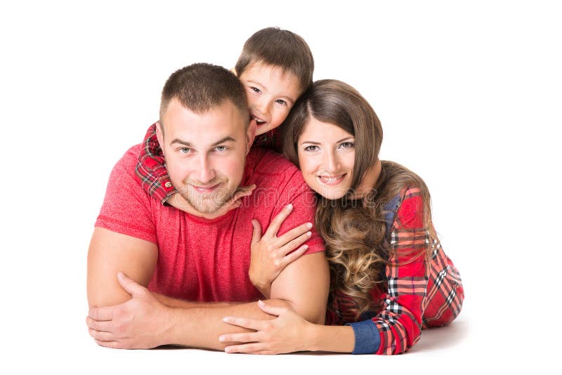 Portrait de famille, père Child Boy de mère, parents heureux et enfant photographie stock libre de droits Portrait de famille, père Child Boy de mère, parents heureux et enfant photographie stock libre de droits