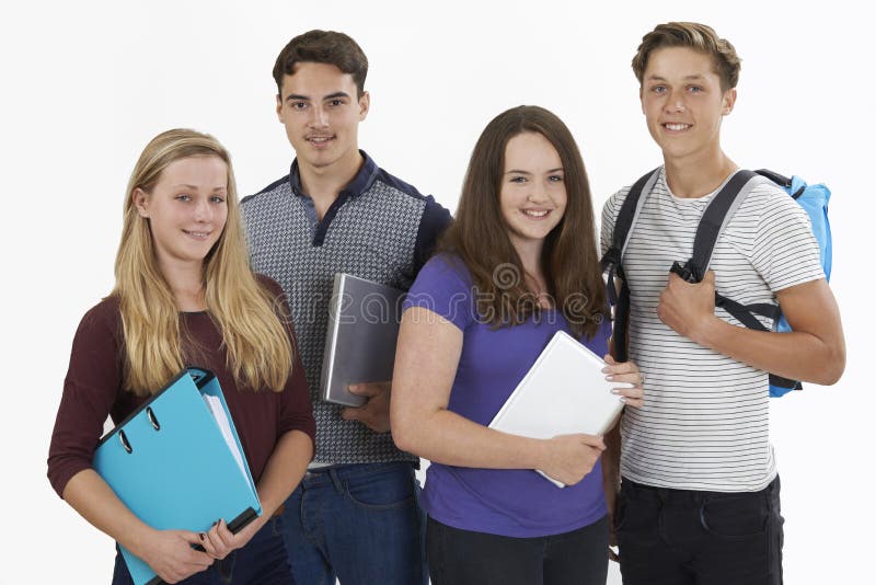 Portrait de studio des étudiants adolescents photographie stock Portrait de studio des étudiants adolescents photographie stock