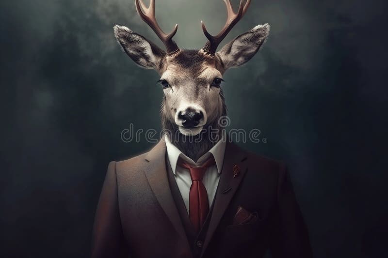 Deer Dressed in Men& X27;s Business Suit. Generative AI Stock ...