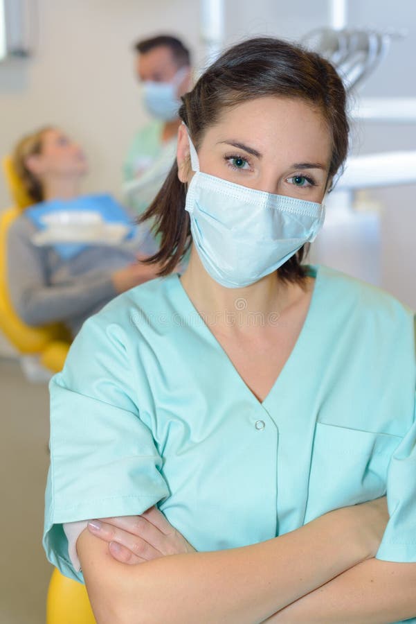 Portrait Dental Worker Wearing Mask Stock Image Image of clinic