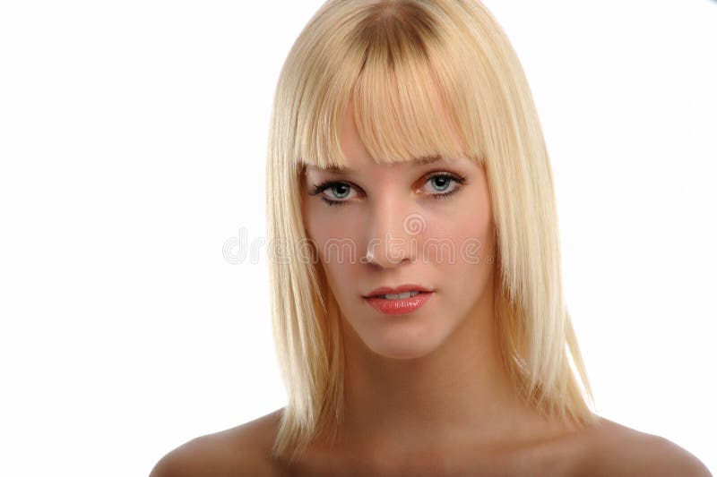 Young Blond Woman's portrait isolated on a white background. Young Blond Woman's portrait isolated on a white background