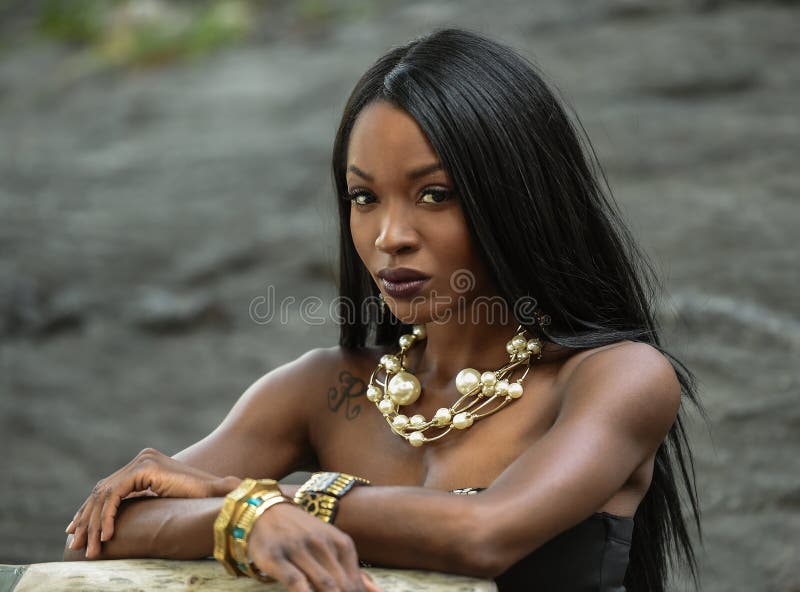 Portrait der schönen Afroamerikanerfrau stockfotos Portrait der schönen Afroamerikanerfrau stockfotos