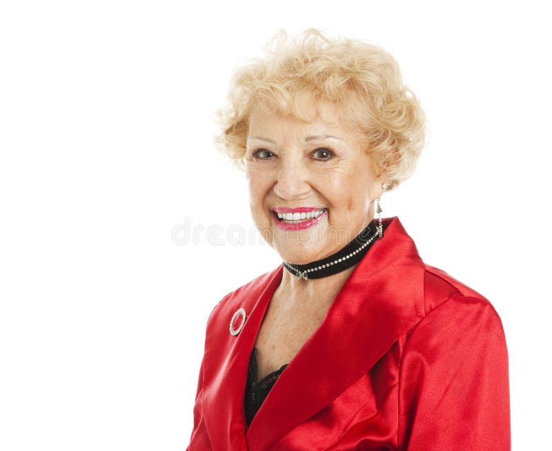 Portrait of a beautiful senior woman dressed for the holidays. Isolated on white. Portrait of a beautiful senior woman dressed for the holidays. Isolated on white.