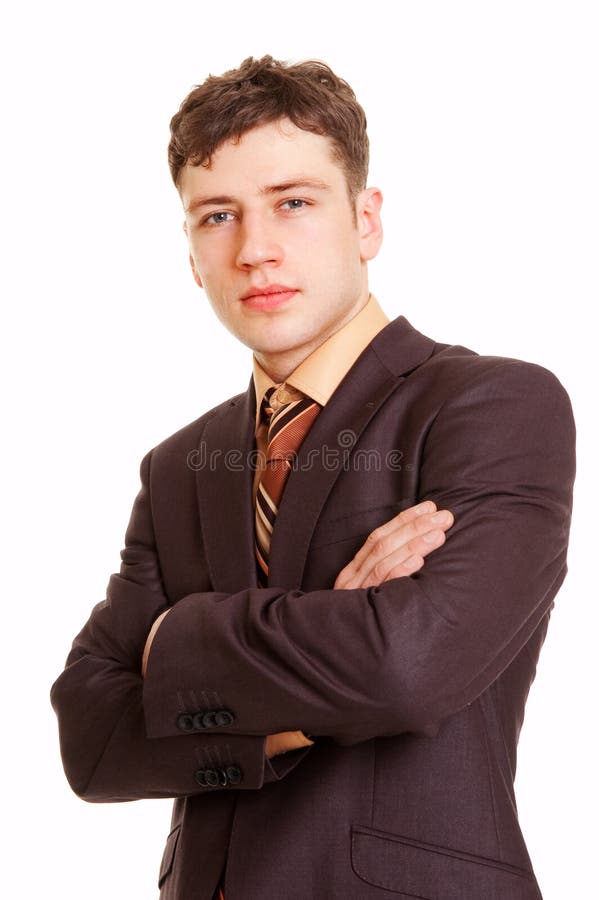 Portrait of persistent businessman against white background. Portrait of persistent businessman against white background