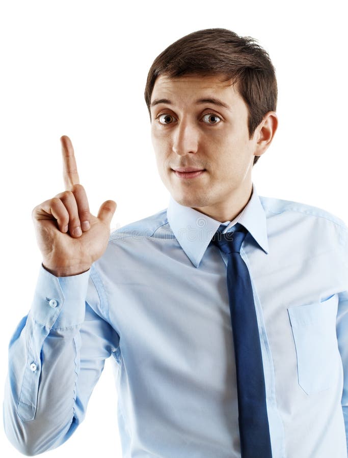 Portrait des jungen Geschäftsmannes, der oben zeigt stockfotografie Portrait des jungen Geschäftsmannes, der oben zeigt stockfotografie
