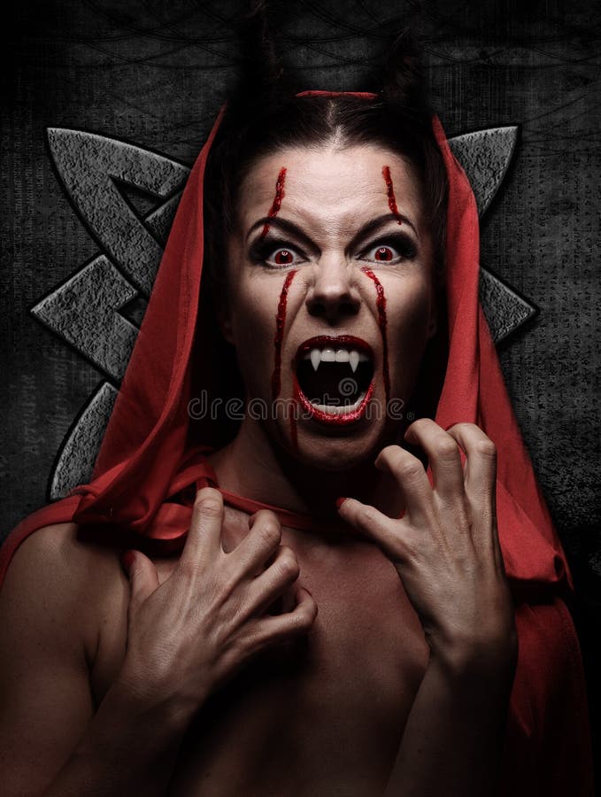 Portrait of a Devil with Horns. Fantasy. Art Project. Halloween Stock