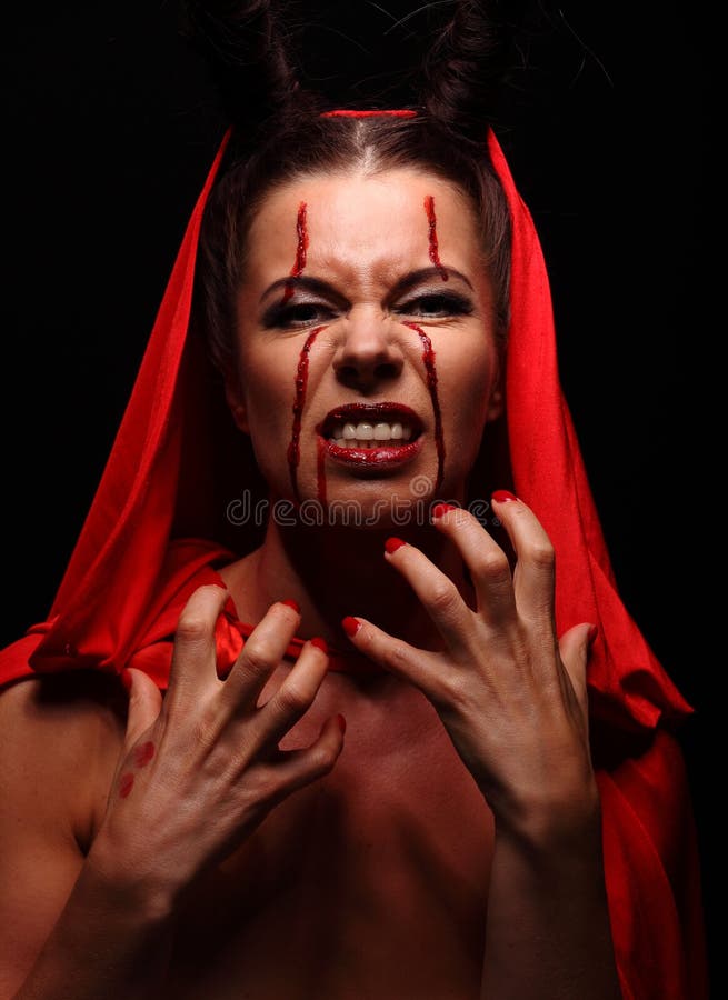 Portrait of a Devil with Horns. Fantasy. Art Project. Halloween Stock