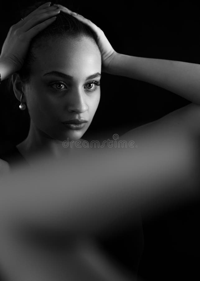 Portrait of a dramatic shot of a beautiful woman in studio. Pretty woman portrait concept. royalty free stock image Portrait of a dramatic shot of a beautiful woman in studio. Pretty woman portrait concept. royalty free stock image