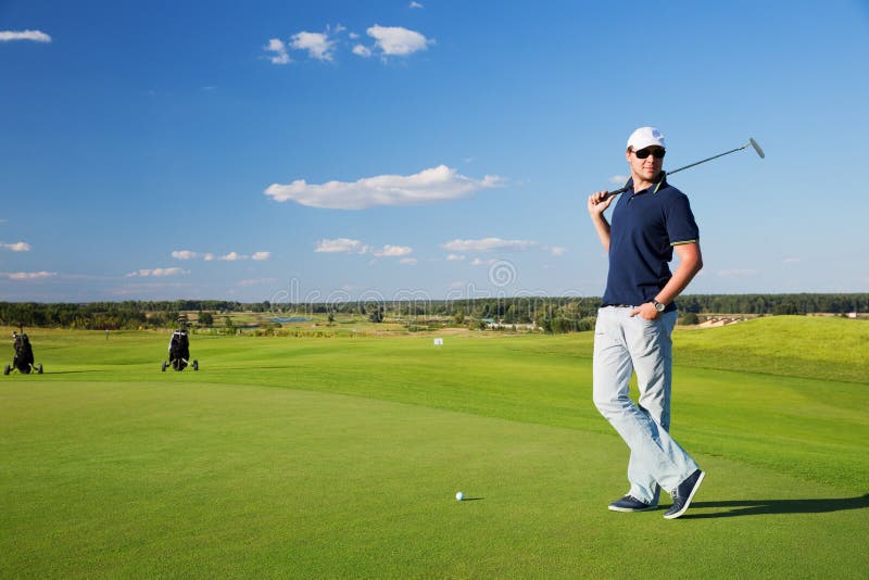 Portrait du joueur de golf masculin images stock Portrait du joueur de golf masculin images stock