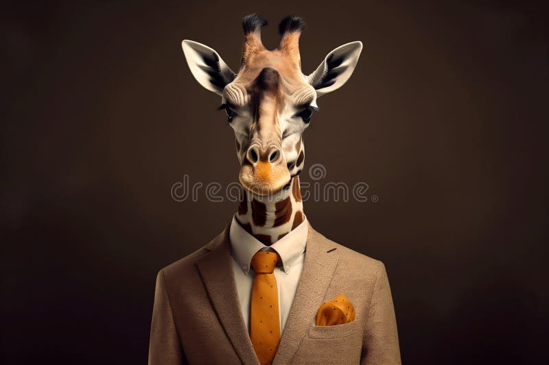 Portrait einer Giraffe in einem formellen Business-Anzug vektor abbildung
