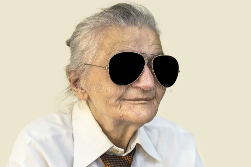 Portrait of Elderly Woman with Sunglasses. Stock Image Image of