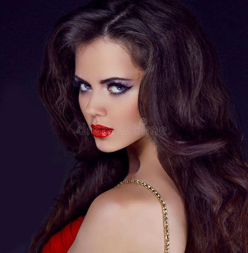Portrait of elegant woman with red lips stock image Portrait of elegant woman with red lips stock image
