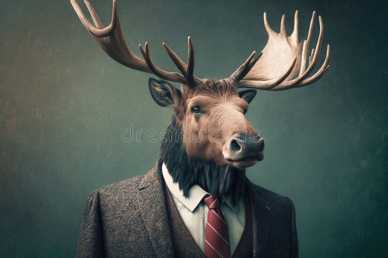 Portrait of Elk in an Expensive Business Suit Stock Illustration ...