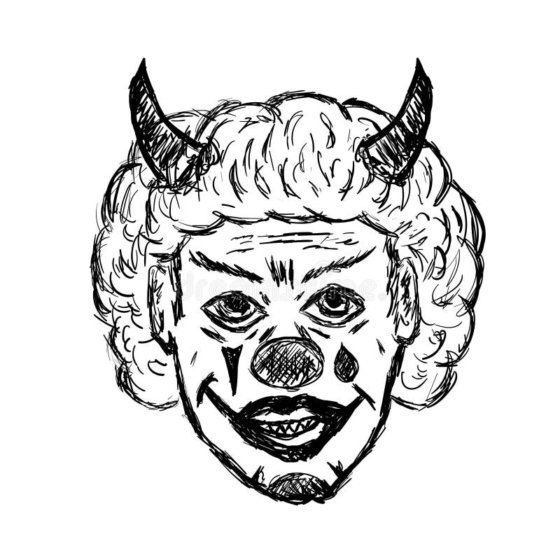 Original Art Happy Clown 2 By Pollard Pen And Ink Drawing Evil Killer | eBay
