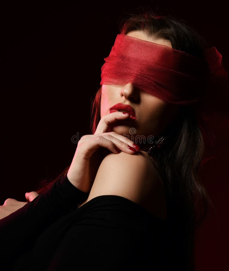 Portrait of Excited Brunette Woman in Off-shoulder Dress and with Eyes ...