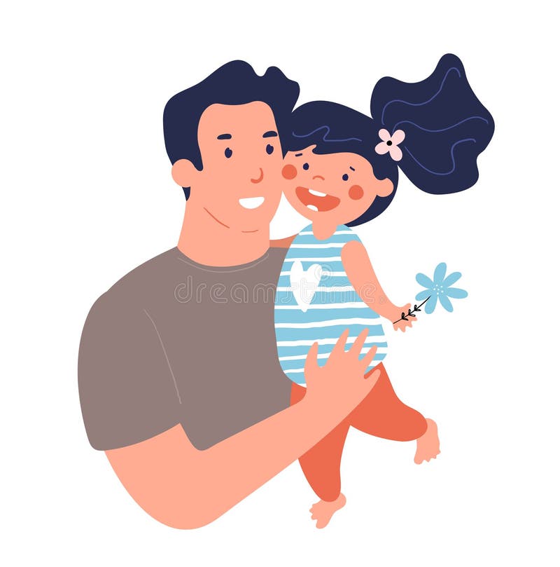 Portrait of a Father with Daughter. Poster for Father S Day. Daddy Hugs and  Takes Care of His Child Stock Vector - Illustration of isolated, card:  187828951