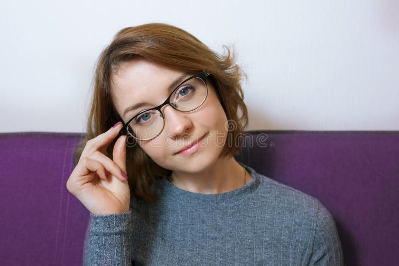 Psychologist In Glasses Sits And Shows A Thumbs Up Stock Image Image Of Teenager Therapy