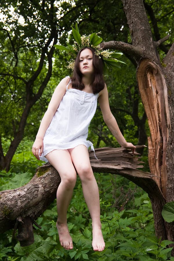 Forest nymph stock photo. Image of brunette, asian, beauty - 19244990