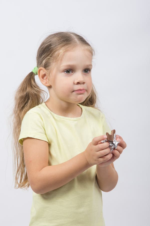 Portrait of a Four-year Girl with Chocolate in Hand Stock Image - Image ...