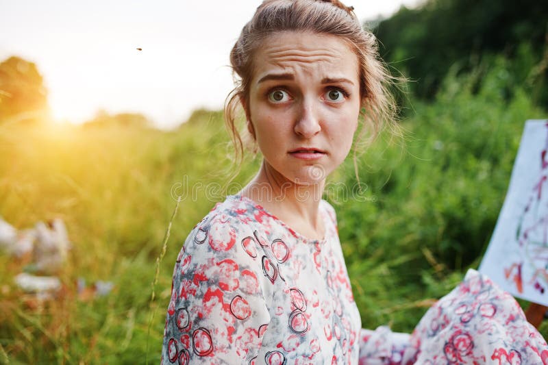 Portrait of an Attractive Young Woman Painter Stock Photo - Image of ...